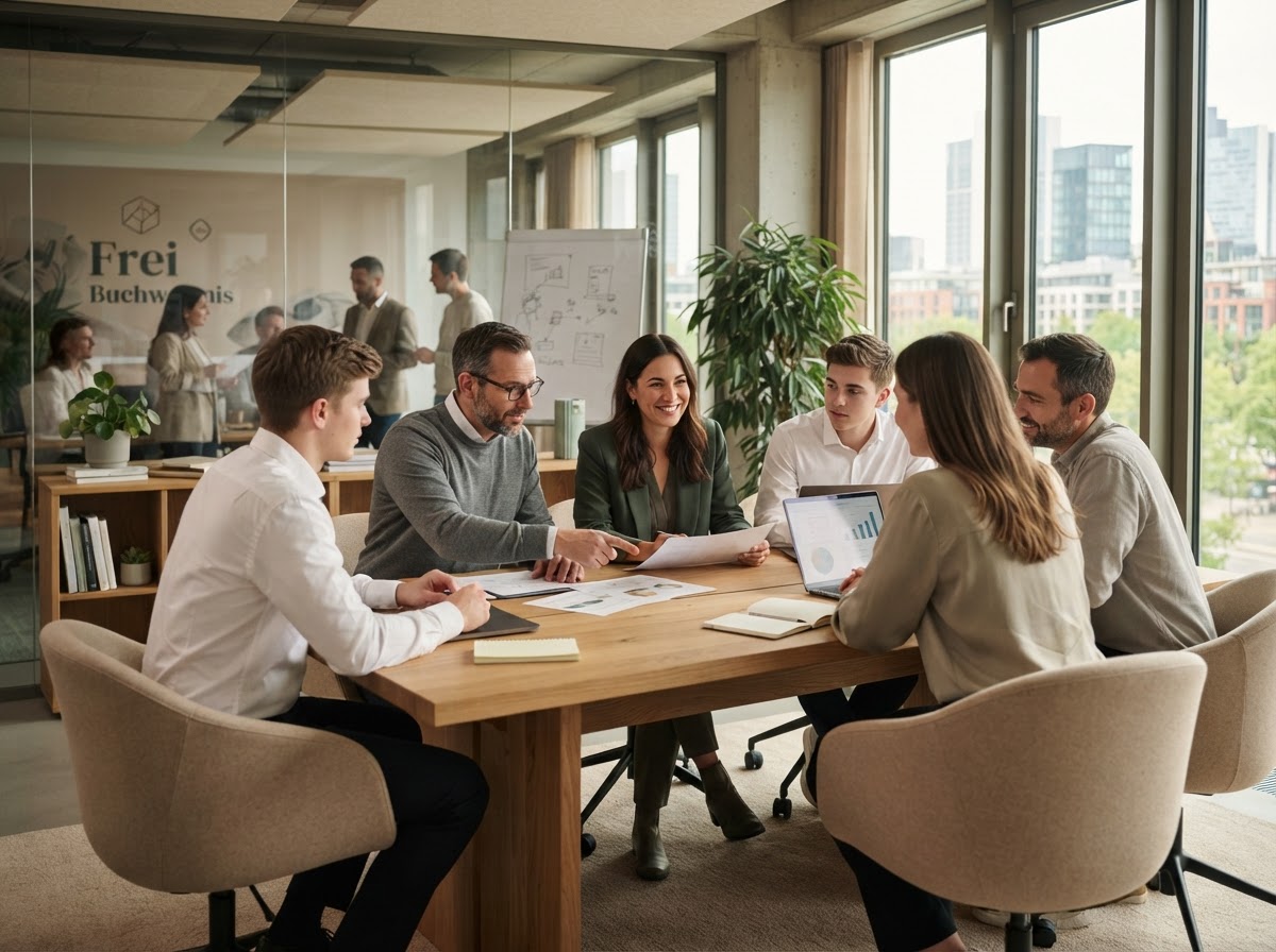 Frei Buchwertnis Team analysiert Marktdaten an einem mobilen Arbeitsplatz